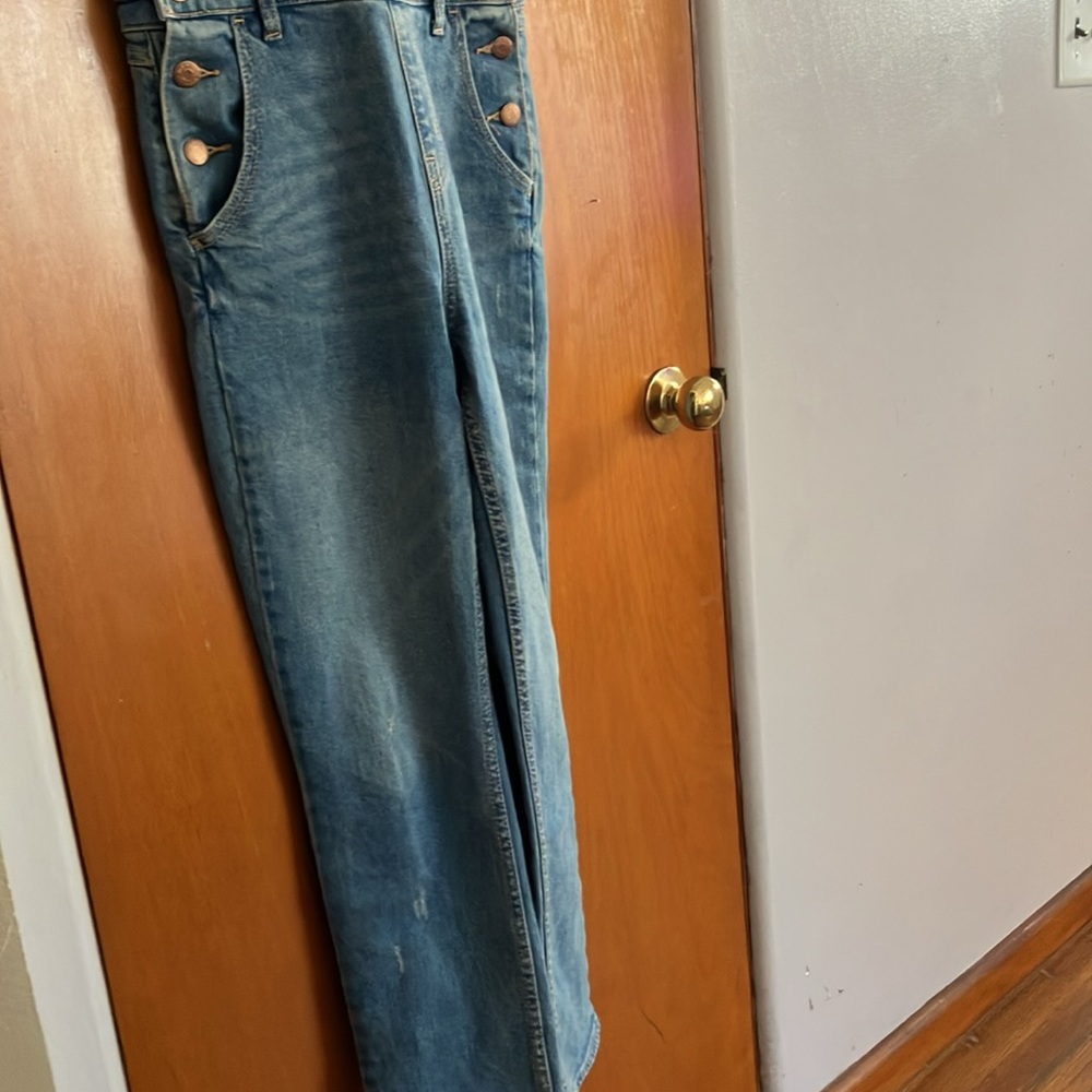 Old Navy Denim Overalls Jeans Size 4- Distressed, Adjustable - Picture 3 of 5